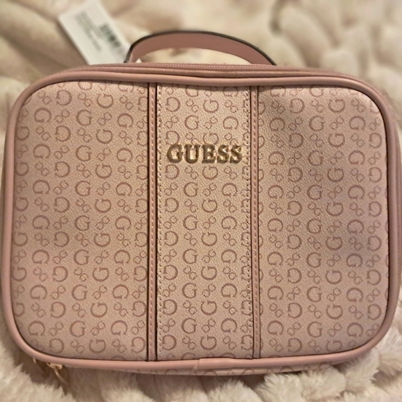 Guess Handbags - Guess Light Rose Pink Cosmetic Bag with Monogram Design